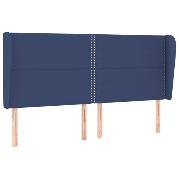 vidaXL Hoofdbord met randen 203x23x118/128 cm stof blauw