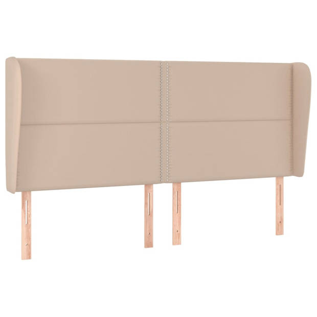 vidaXL Hoofdbord met randen 203x23x118/128cm kunstleer cappuccinokleur