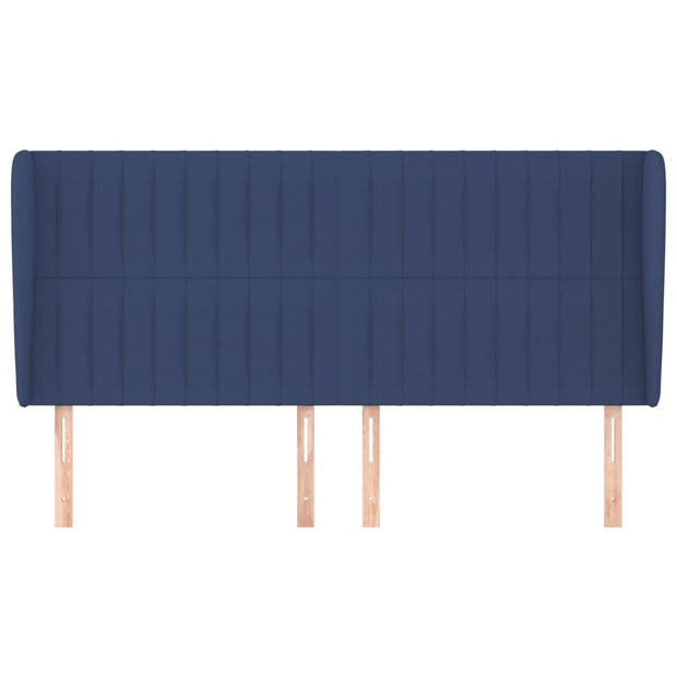 vidaXL Hoofdbord met randen 203x23x118/128 cm stof blauw