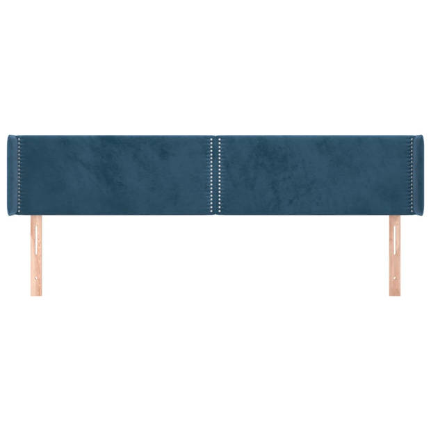 vidaXL Hoofdbord met randen 163x16x78/88 cm fluweel donkerblauw