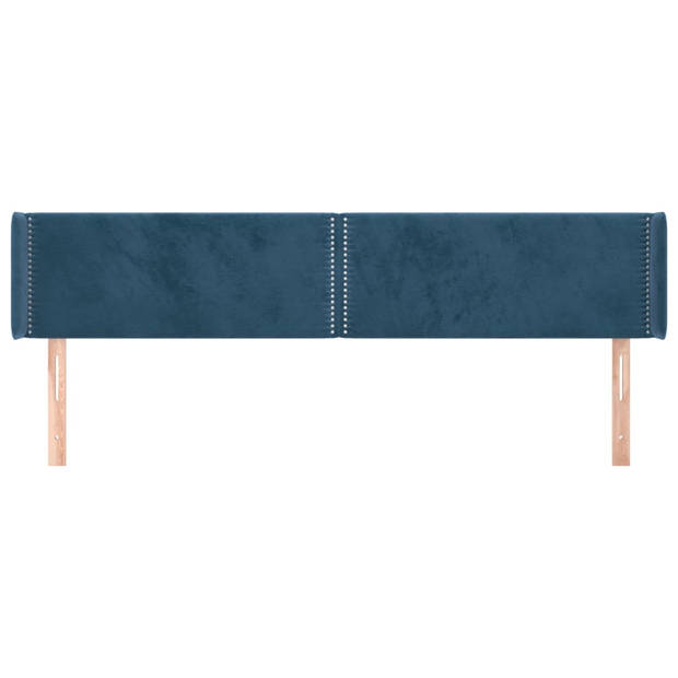 vidaXL Hoofdbord met randen 183x16x78/88 cm fluweel donkerblauw