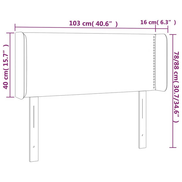 vidaXL Hoofdbord met randen 103x16x78/88 cm kunstleer zwart