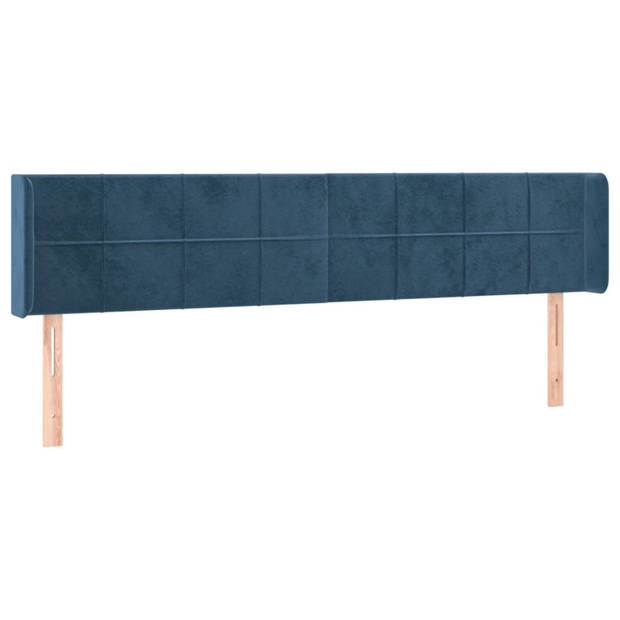 vidaXL Hoofdbord met randen 163x16x78/88 cm fluweel donkerblauw