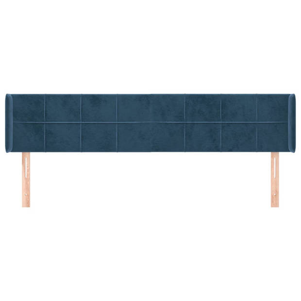 vidaXL Hoofdbord met randen 163x16x78/88 cm fluweel donkerblauw