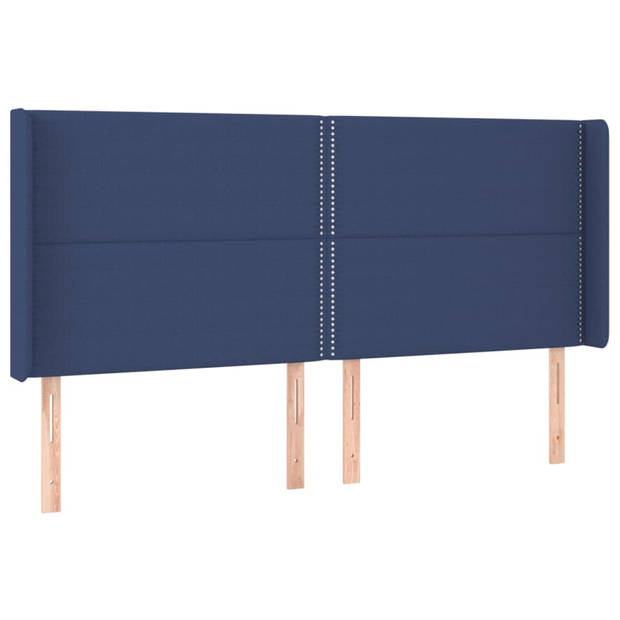 vidaXL Hoofdbord met randen 183x16x118/128 cm stof blauw