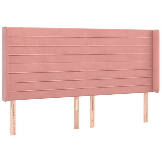 vidaXL Hoofdbord met randen 203x16x118/128 cm fluweel roze