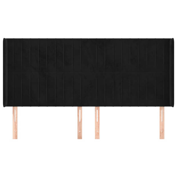 vidaXL Hoofdbord met randen 203x16x118/128 cm fluweel zwart