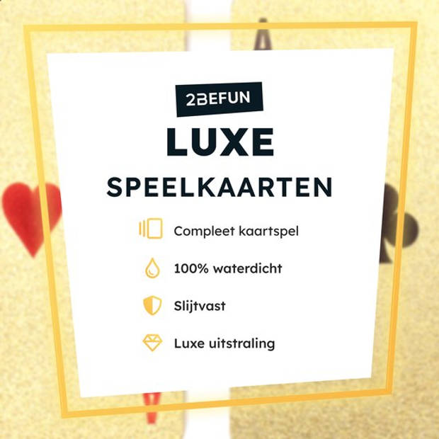 2BEFUN Luxe Waterdichte Speelkaarten Volwassenen - Kaarten - Kaartspel - Pokerkaarten - Drankspel - Goud