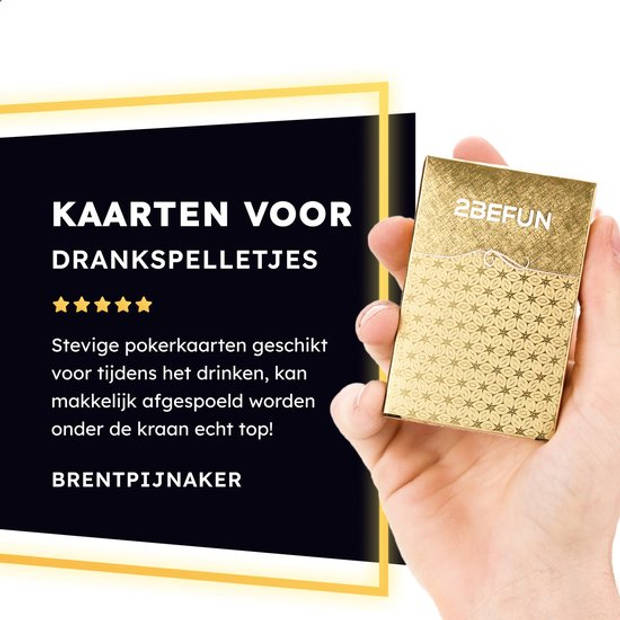 2BEFUN Luxe Waterdichte Speelkaarten Volwassenen - Kaarten - Kaartspel - Pokerkaarten - Drankspel - Goud