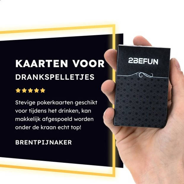 2BEFUN Luxe Waterdichte Speelkaarten Volwassenen - Kaarten - Kaartspel - Pokerkaarten - Drankspel - Zwart