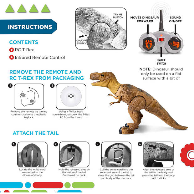 Discovery Kids RC T-Rex Dinosaurus – bewegende en lopende dinosaurus –