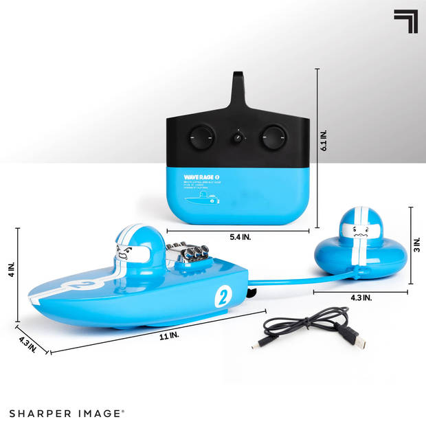 Sharper Image Image Wave Rage RC bestuurbare boot met sleepboot - blauw