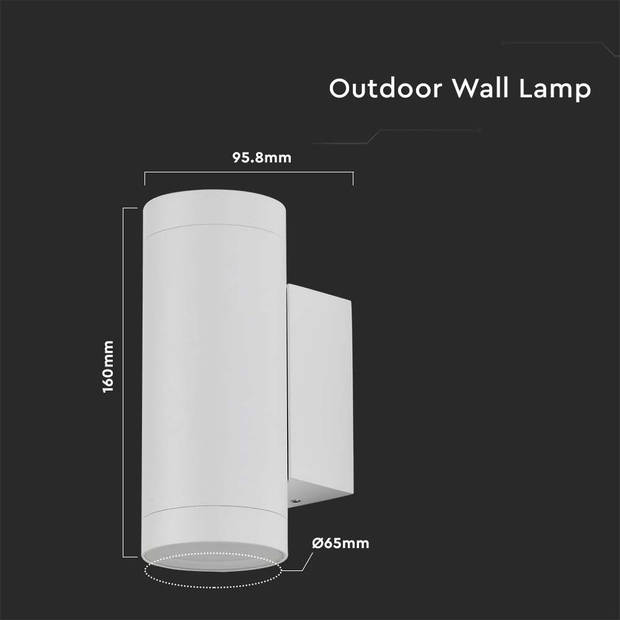 V-TAC VT-11015-W GU10 Buitenverlichting - Omhoog - Omlaag - Armaturen - Wit - IP54