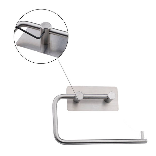 Toiletrolhouder - Zilver - Zelfklevend - WC rolhouder - RVS
