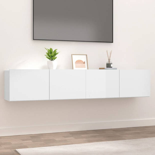 The Living Store Tv-meubel - Trendy - Tv-meubel - 80 x 30 x 30 cm - Hoogglans wit