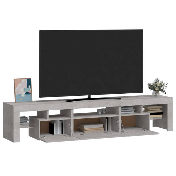 The Living Store TV-meubel Betongrijs 200x36.5x40 cm LED-verlichting