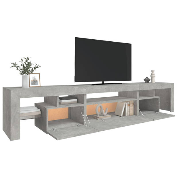 The Living Store TV-meubel Betongrijs 215x36.5x40 cm - LED-verlichting