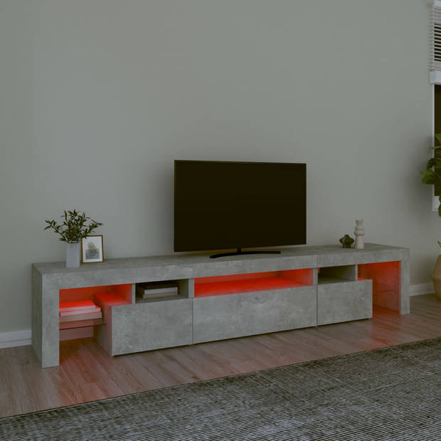 The Living Store TV-meubel Betongrijs 215x36.5x40 cm - LED-verlichting