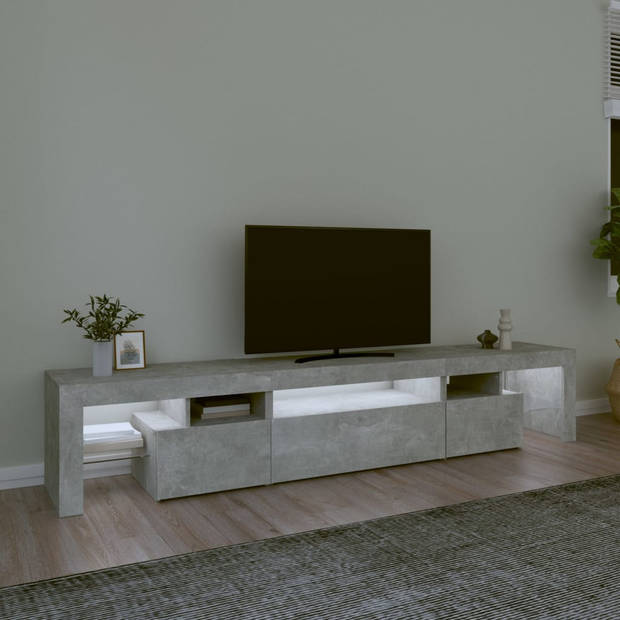 The Living Store TV-meubel Betongrijs 215x36.5x40 cm - LED-verlichting