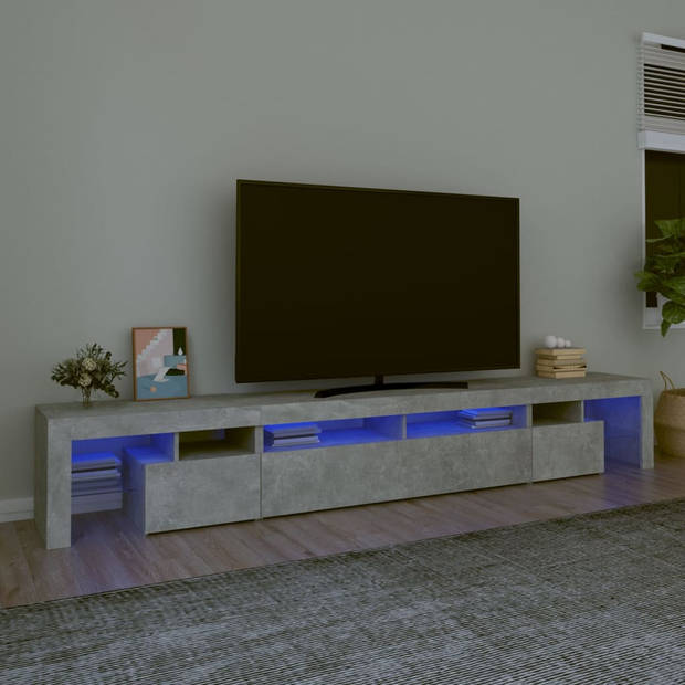 vidaXL Tv-meubel met LED-verlichting 260x36,5x40 cm betongrijs