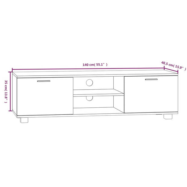 The Living Store Tv-meubel - Modern - Tv-kast - Afmetingen- 140 x 40.5 x 35 cm - Kleur- Zwart