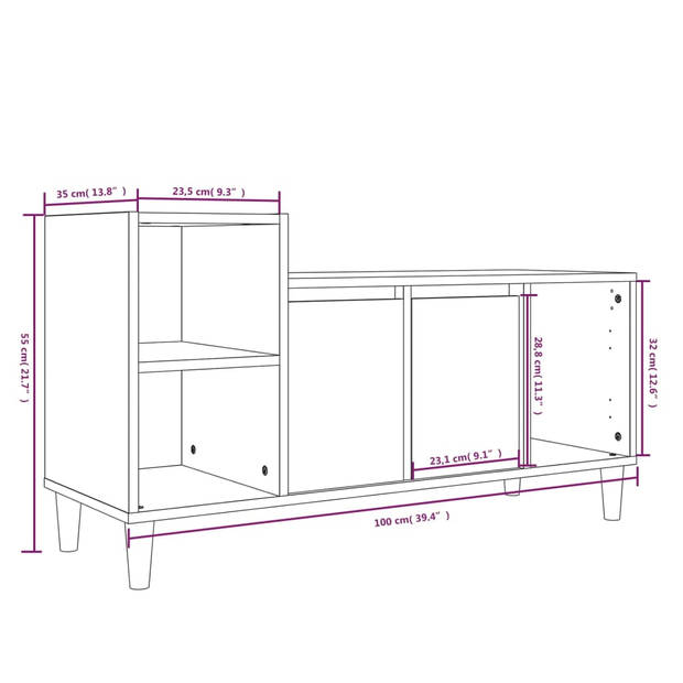 vidaXL Tv-meubel 100x35x55 cm bewerkt hout betongrijs