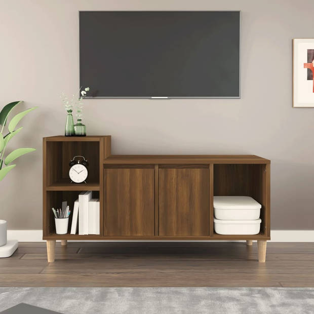 vidaXL Tv-meubel 100x35x55 cm bewerkt hout bruin eikenkleur