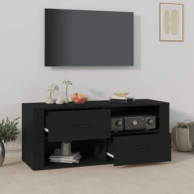 vidaXL Tv-meubel 100x35x40 cm bewerkt hout zwart