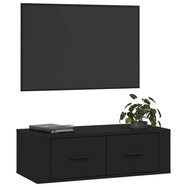 vidaXL Tv-hangmeubel 80x36x25 cm bewerkt hout zwart