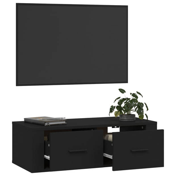 vidaXL Tv-hangmeubel 80x36x25 cm bewerkt hout zwart