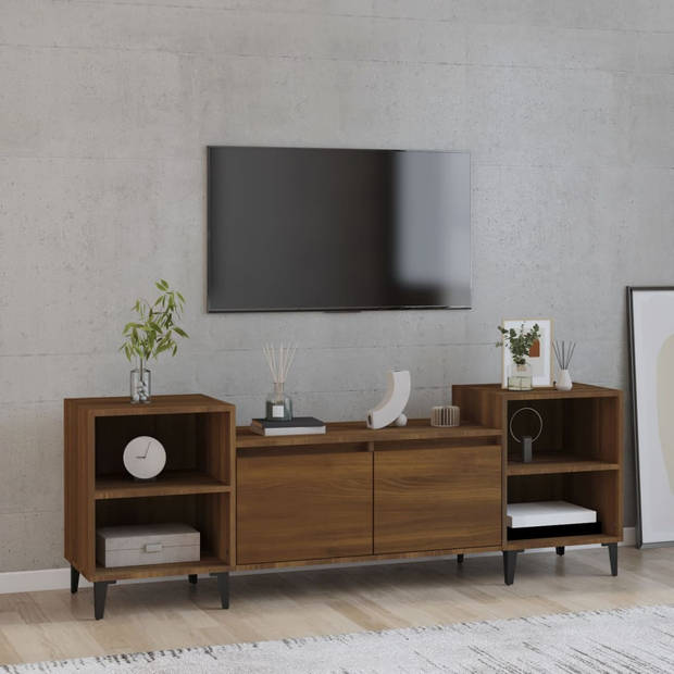 The Living Store TV-meubel Bruineiken - Bewerkt hout - 160 x 35 x 55 cm - 6 vakken