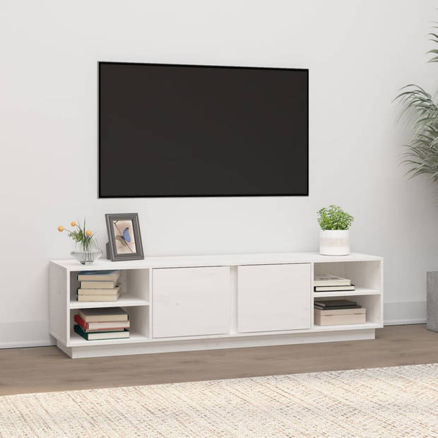 The Living Store TV-meubel - Grenenhout - 156 x 40 x 40 cm - Wit