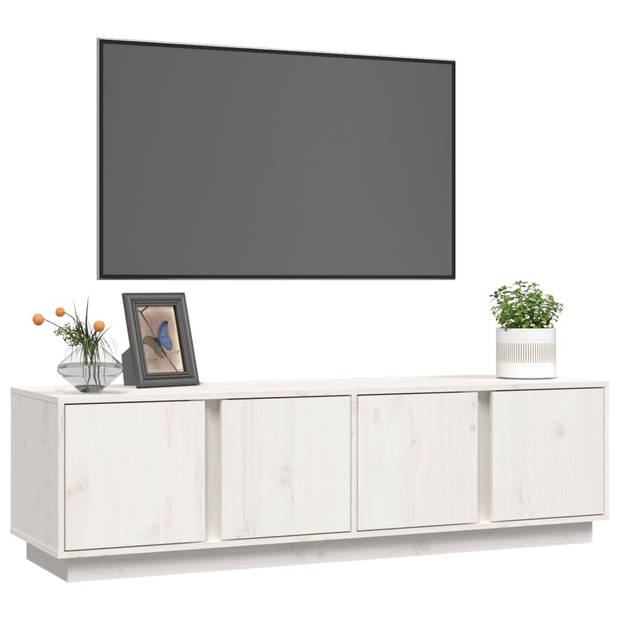 vidaXL Tv-meubel 140x40x40 cm massief grenenhout wit