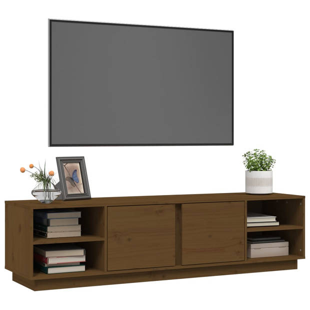 vidaXL Tv-meubel 156x40x40 cm massief grenenhout honingbruin