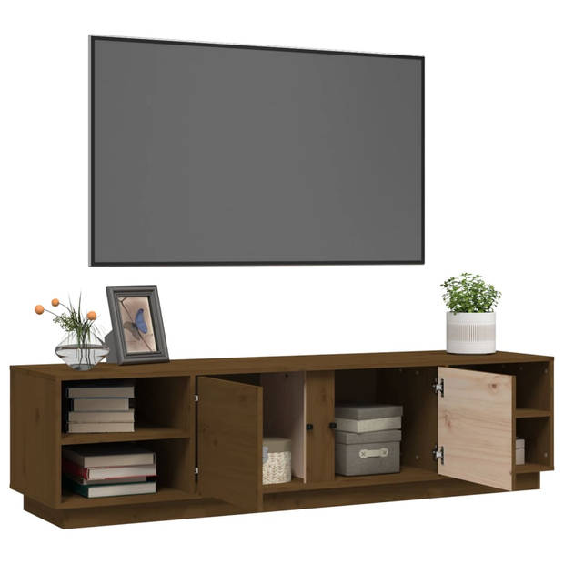 vidaXL Tv-meubel 156x40x40 cm massief grenenhout honingbruin