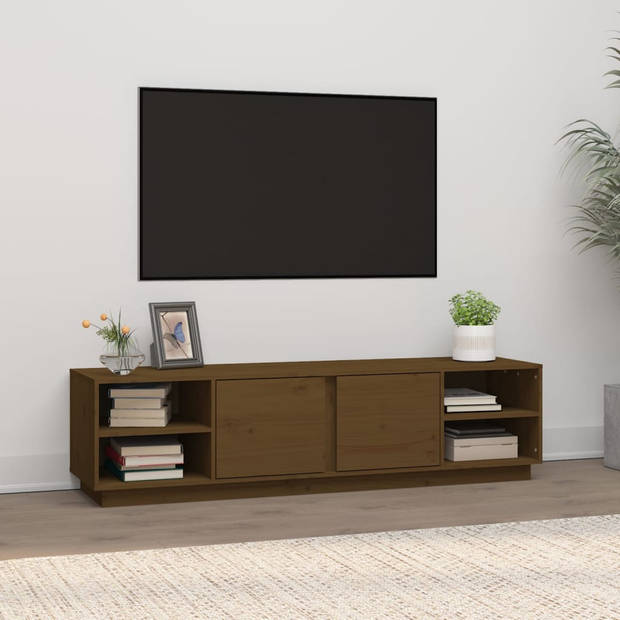 The Living Store Tv-kast Grenenhout Honingbruin 156x40x40 cm - Trendy design