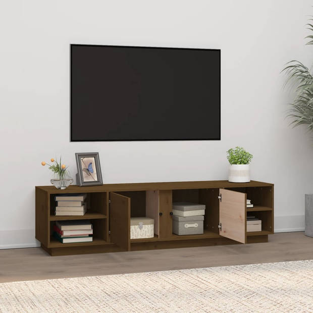 vidaXL Tv-meubel 156x40x40 cm massief grenenhout honingbruin