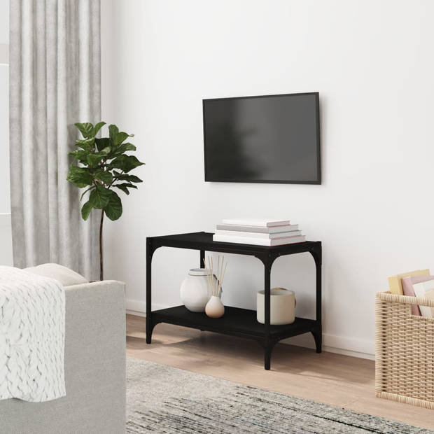 vidaXL Tv-meubel 60x33x41 cm bewerkt hout en staal zwart