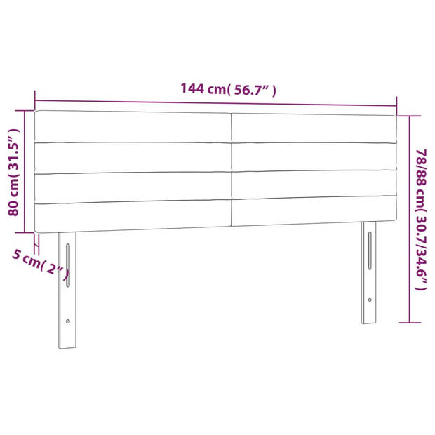 vidaXL Hoofdborden 2 st 72x5x78/88 cm fluweel donkergrijs