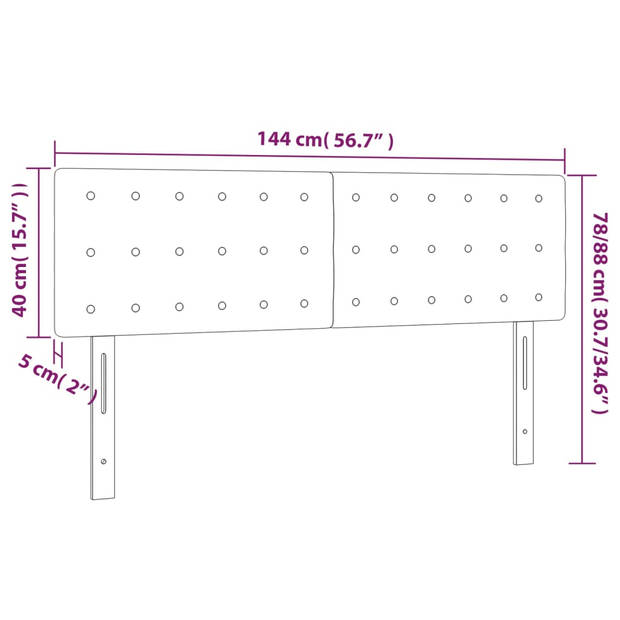 vidaXL Hoofdborden 2 st 72x5x78/88 cm stof donkerbruin