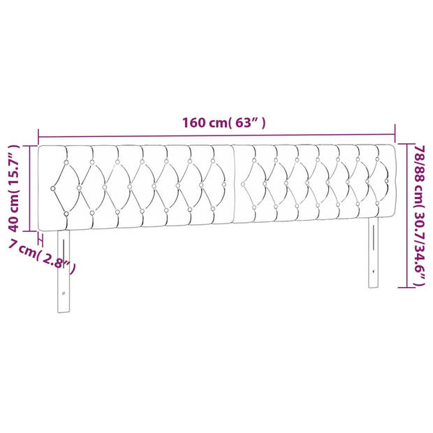 vidaXL Hoofdbord LED 160x7x78/88 cm stof groen