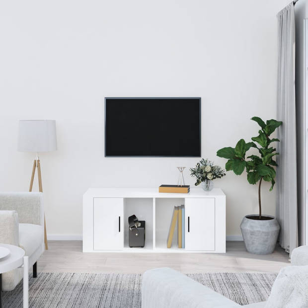 The Living Store TV-meubel - Hoogglans wit - 100 x 35 x 40 cm - Stevig en praktisch