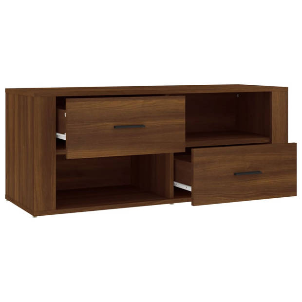 vidaXL Tv-meubel 100x35x40 cm bewerkt hout bruin eikenkleur