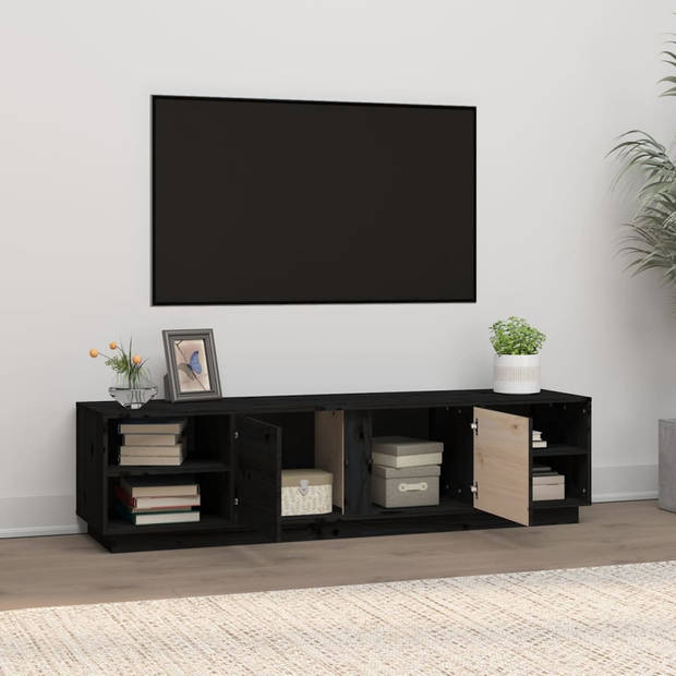 vidaXL Tv-meubel 156x40x40 cm massief grenenhout zwart