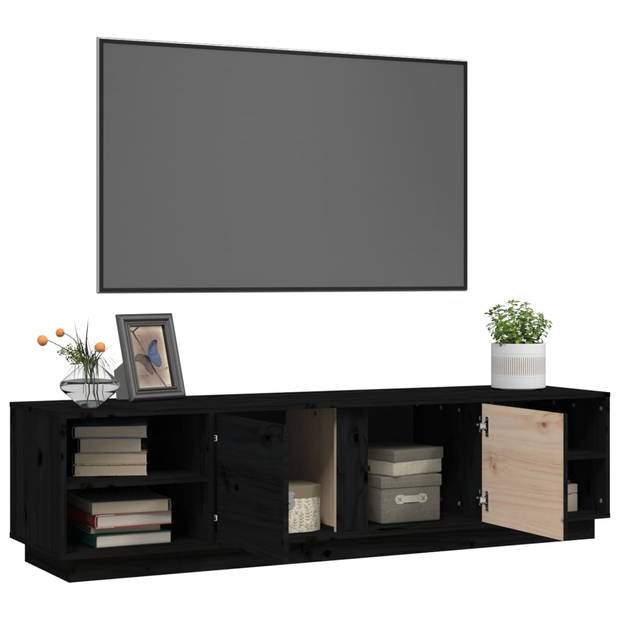 vidaXL Tv-meubel 156x40x40 cm massief grenenhout zwart