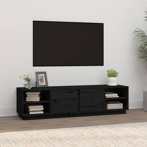 vidaXL Tv-meubel 156x40x40 cm massief grenenhout zwart