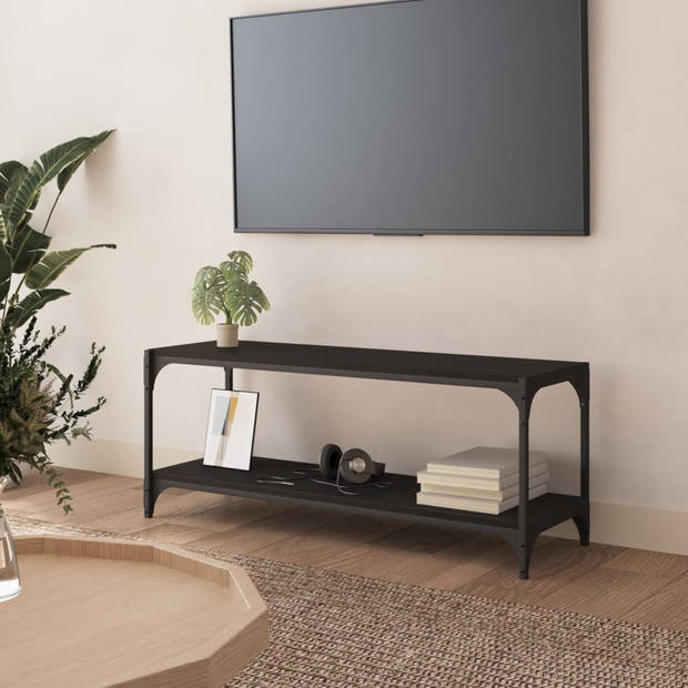 vidaXL Tv-meubel 100x33x41 cm bewerkt hout en staal zwart