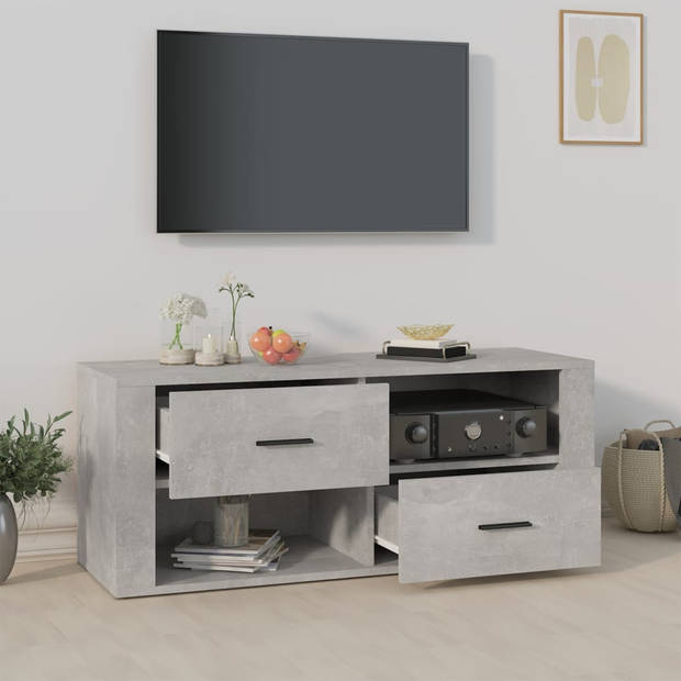 vidaXL Tv-meubel 100x35x40 cm bewerkt hout betongrijs