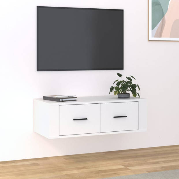 The Living Store Klassiek Hangend TV-Meubel - 80x36x25cm - Wit