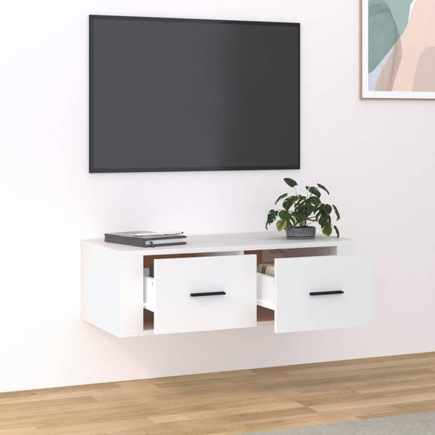 vidaXL Tv-hangmeubel 80x36x25 cm bewerkt hout wit